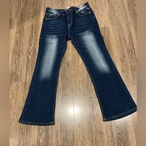 Petite Length Dark High Waisted Non Distressed 
Flares
